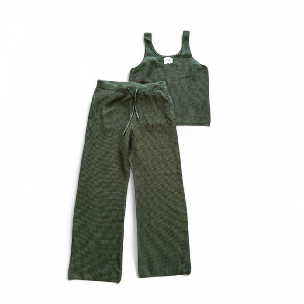 REVOLVE Stitches & Stripes Green Knit Textured Pants and Tank Top Set Large